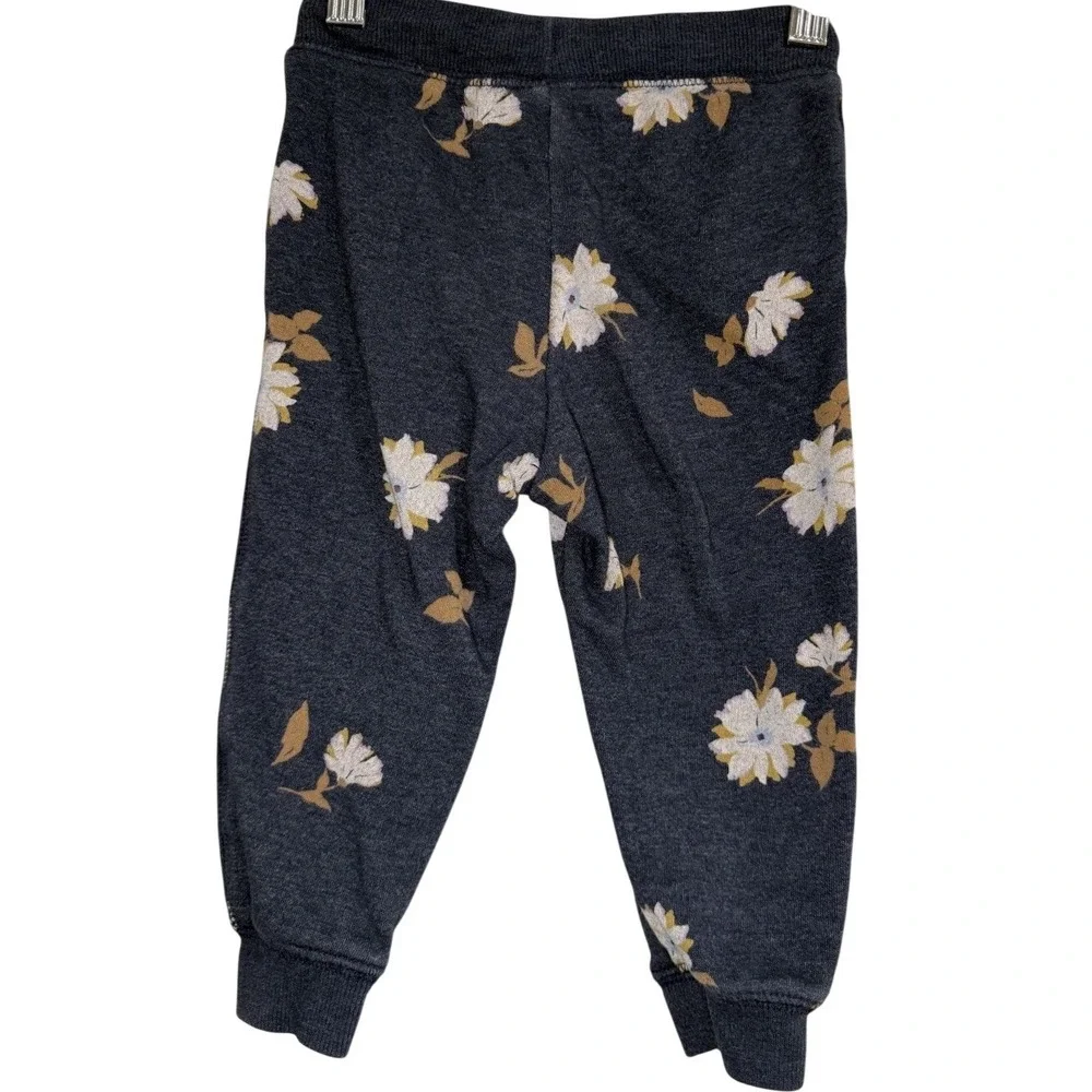OshKosh B'gosh Toddler Girls 24M Floral Print Jogger Pants Navy Fleece Sweatpant
